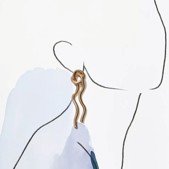 Snake loop chain earrings; nwot - Picture 2 of 3